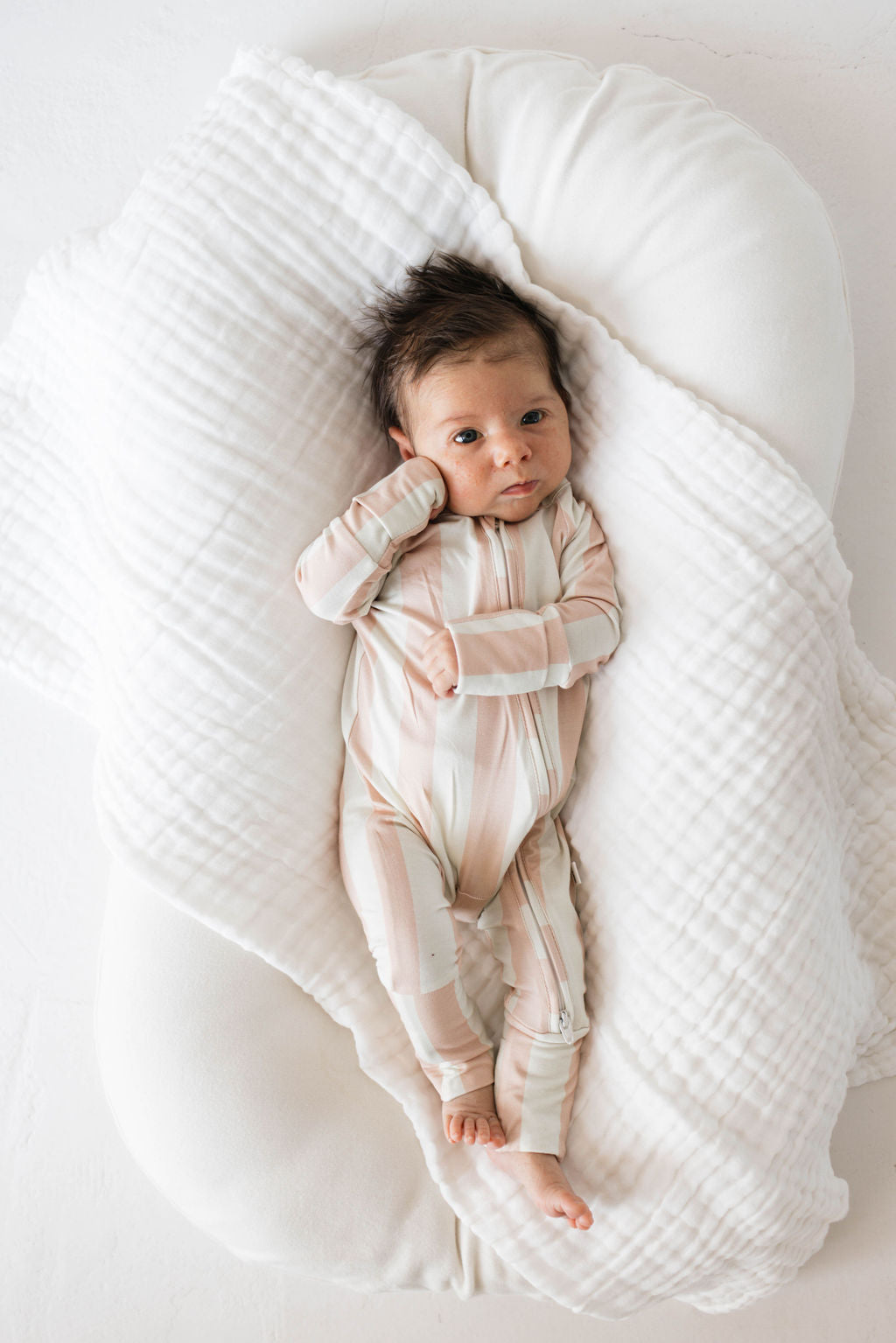 Bamboo Zip Pajamas | Candy Stripe - Ivory Soul