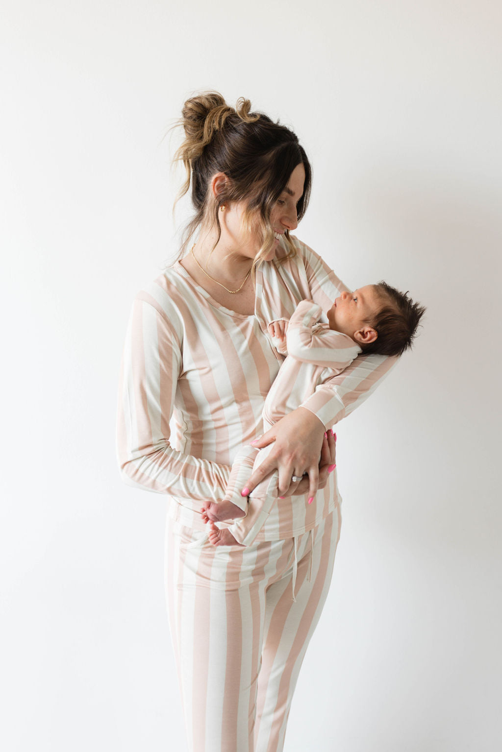 Bamboo Zip Pajamas | Candy Stripe - Ivory Soul