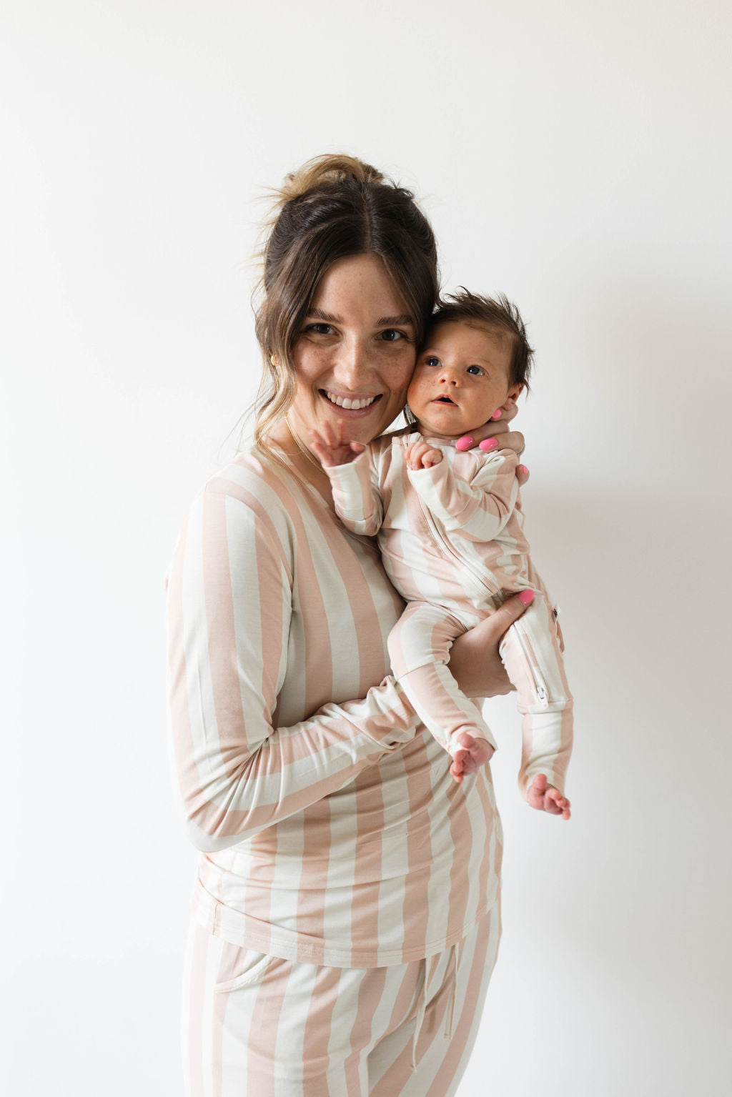 Bamboo Zip Pajamas | Candy Stripe - Ivory Soul