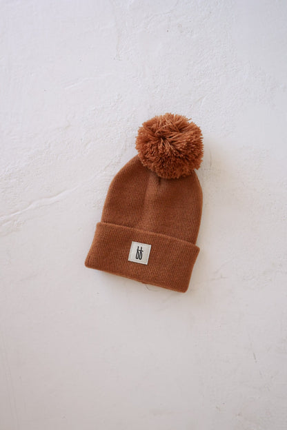 ff Knit Pom Top Beanie | Rust - Ivory Soul