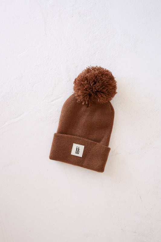 ff Knit Pom Top Beanie | Chestnut - Ivory Soul