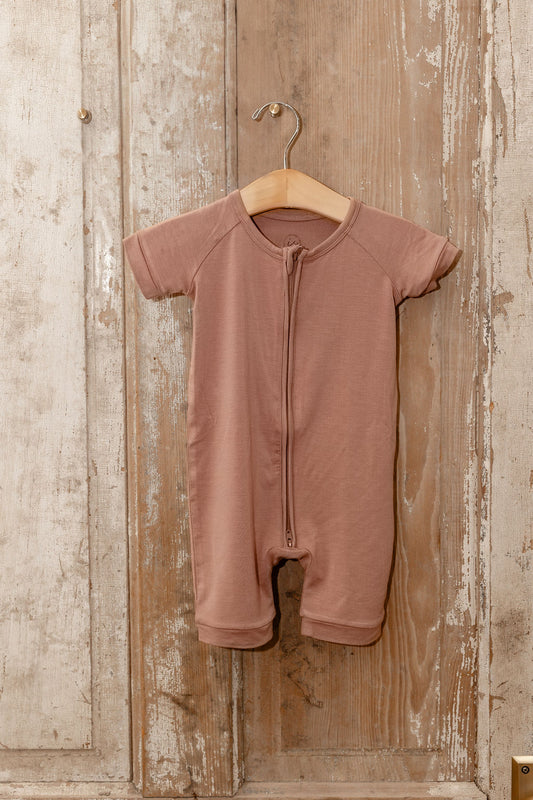 brown short bamboo romper • ivory soul exclusive
