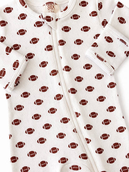 football / organic pointelle 2-way zip footie