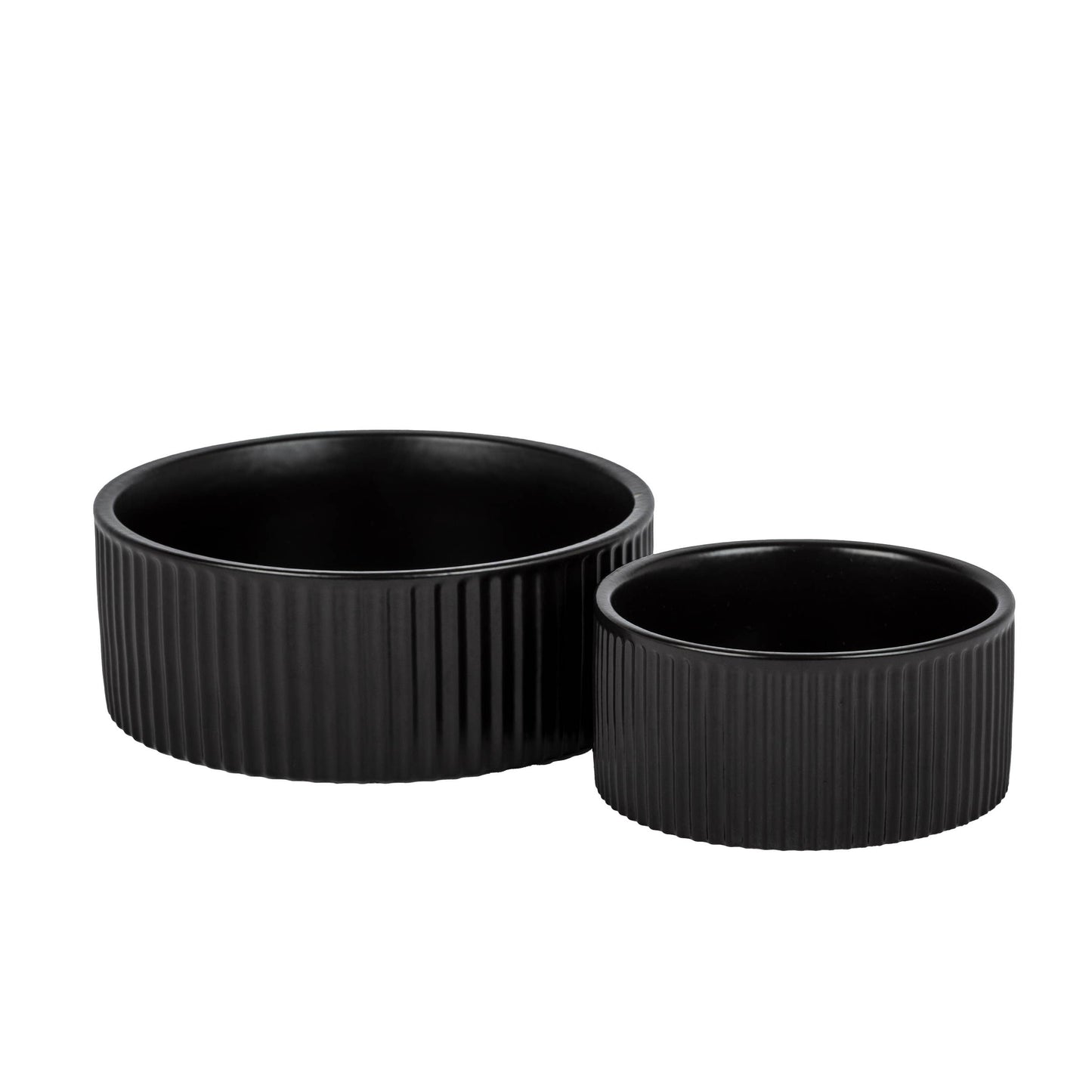 jardin ribbed pet bowl collection – modern matte exterior