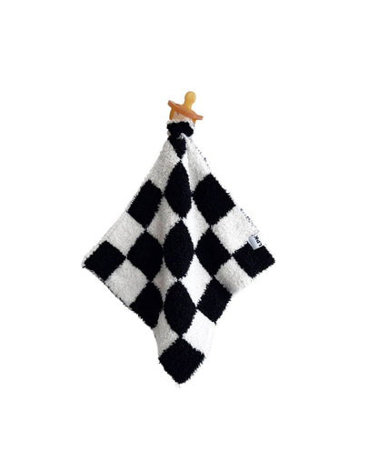 checkered plush lovey | black