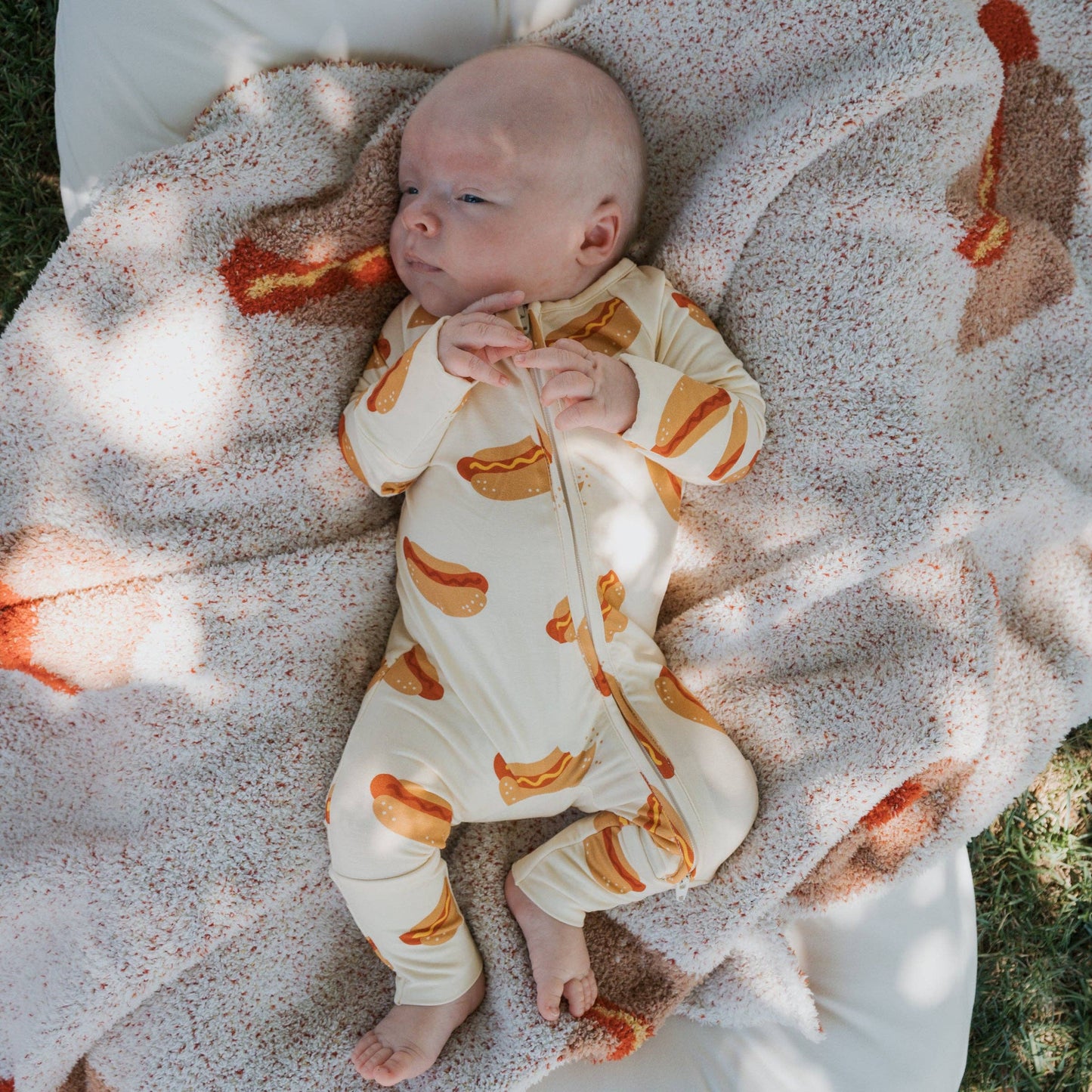 bamboo zip pajamas | hot dogs