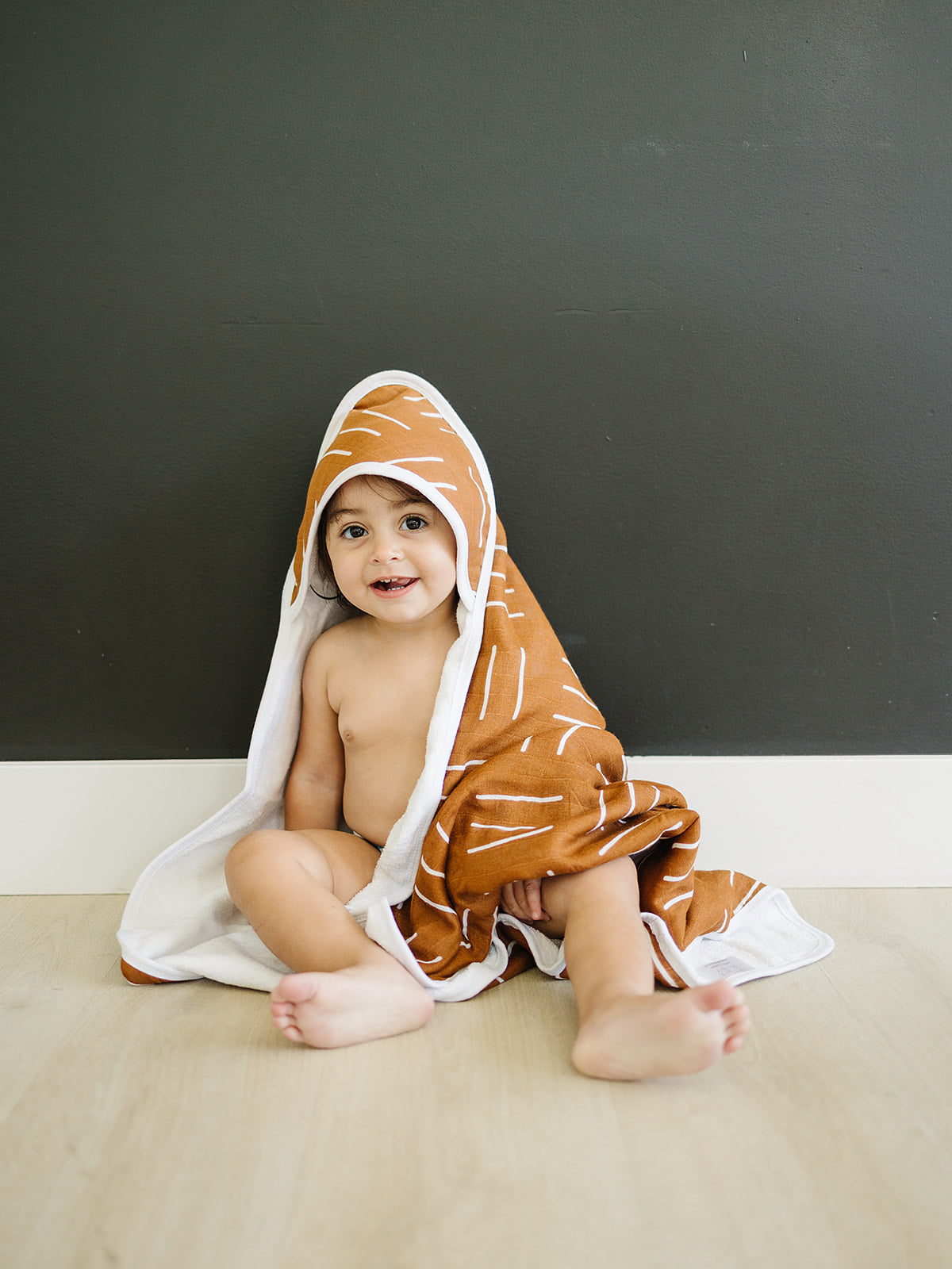 Mustard Mudcloth Muslin Hooded Towel