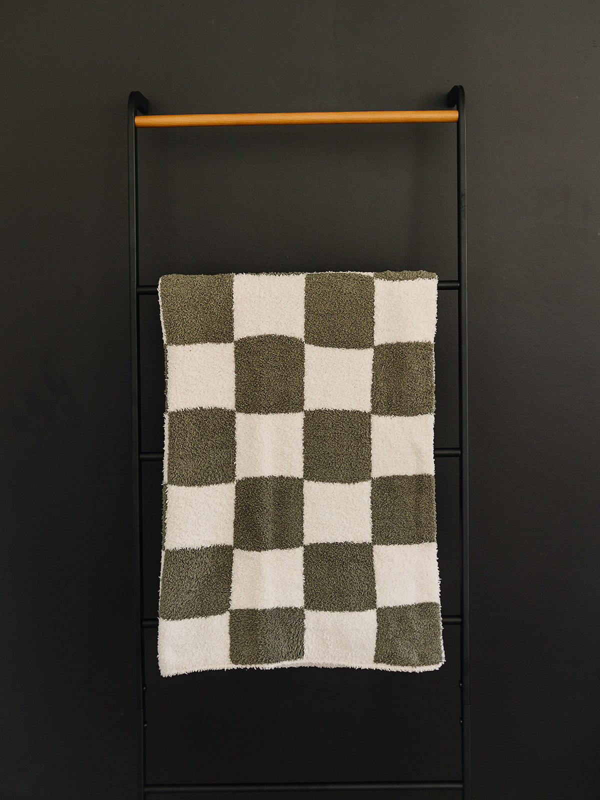 Green Checkered Plush Blanket - Ivory Soul