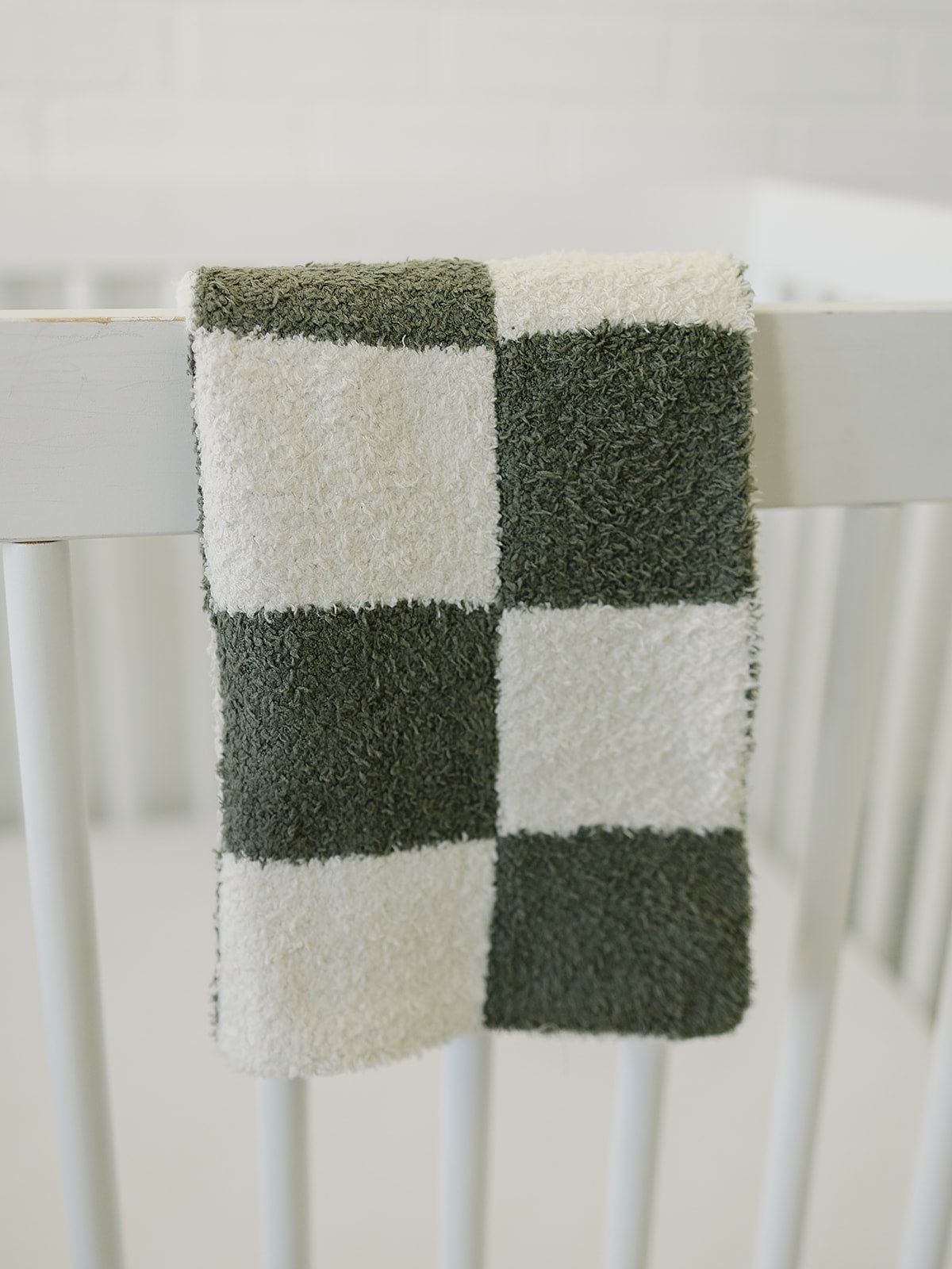 Green Checkered Plush Blanket - Ivory Soul