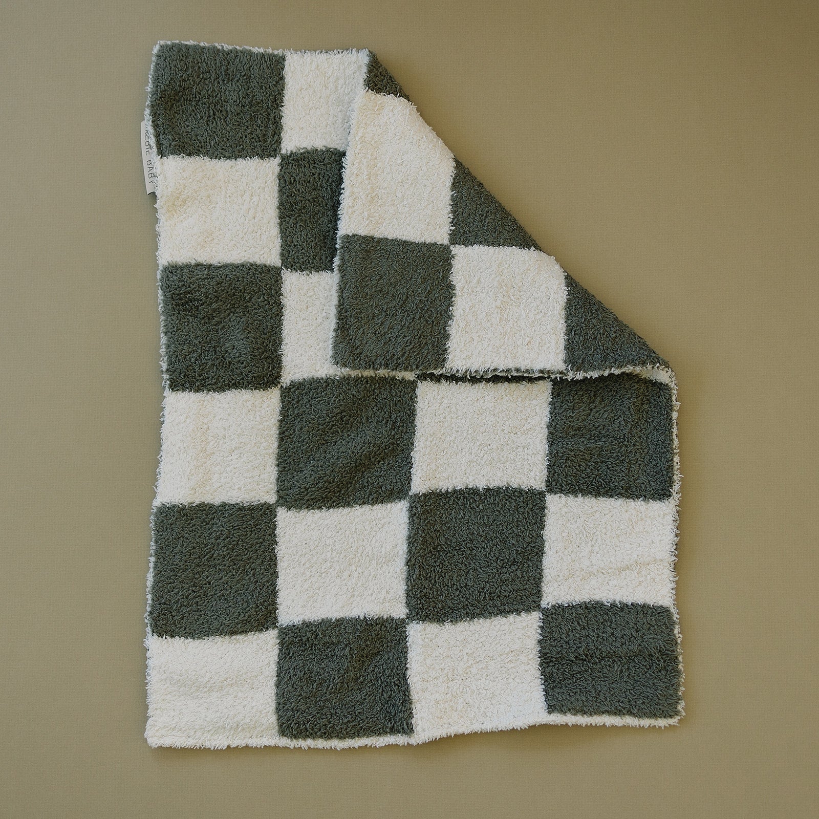 Green Checkered Plush Blanket - Ivory Soul