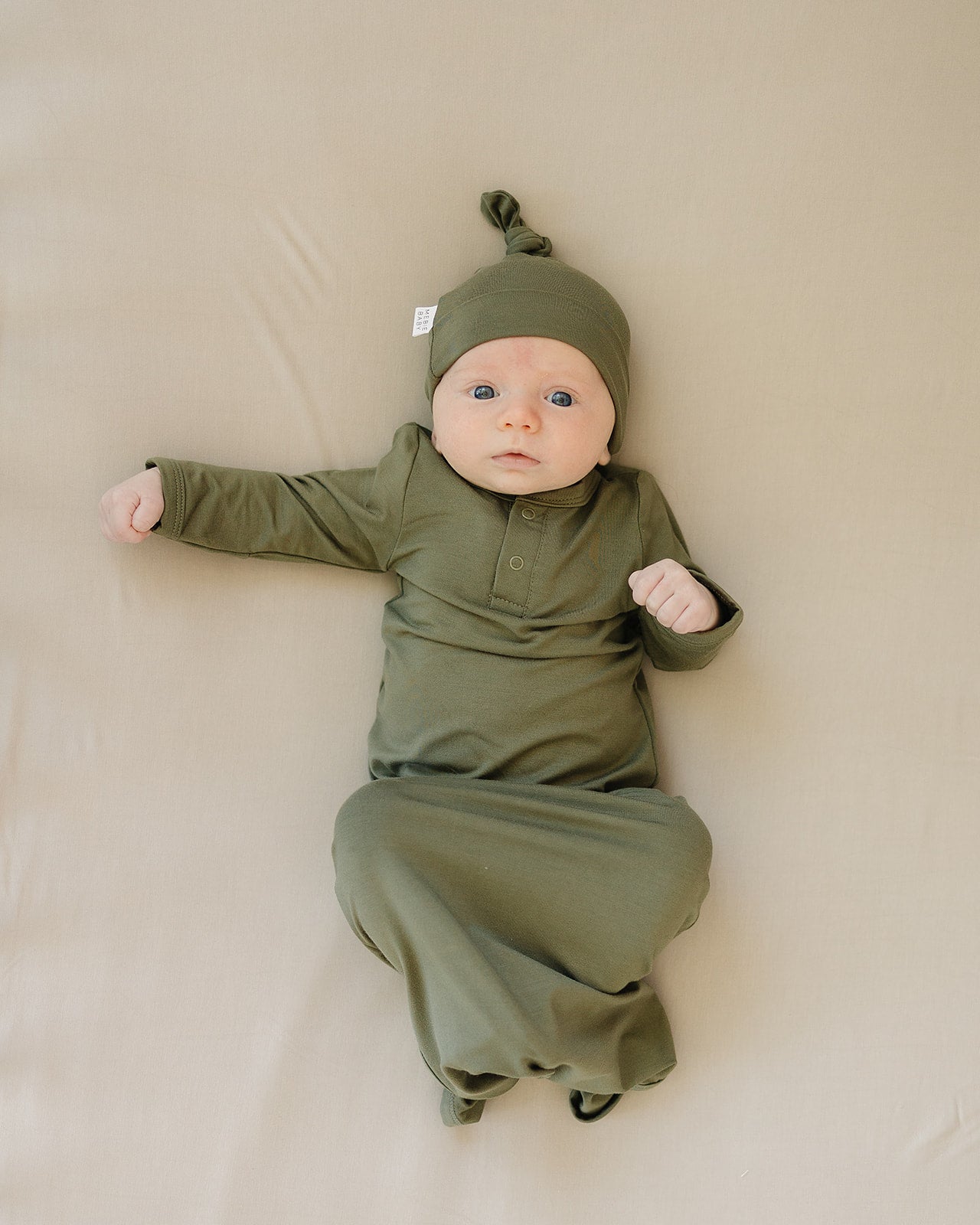 Olive Bamboo Newborn Knot Hat - Ivory Soul