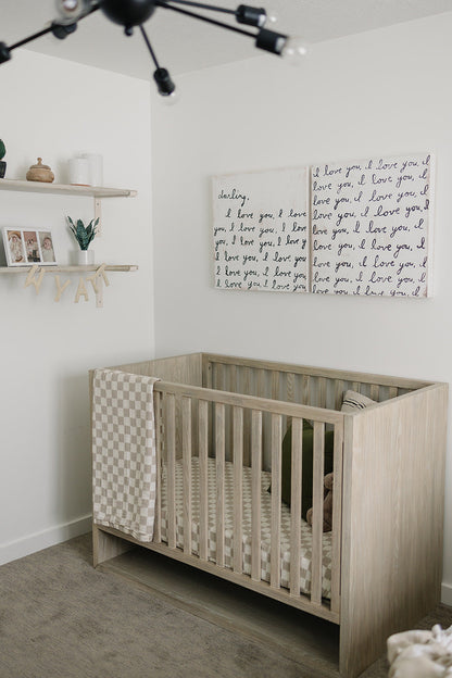 Taupe Checkered Muslin Quilt - Ivory Soul