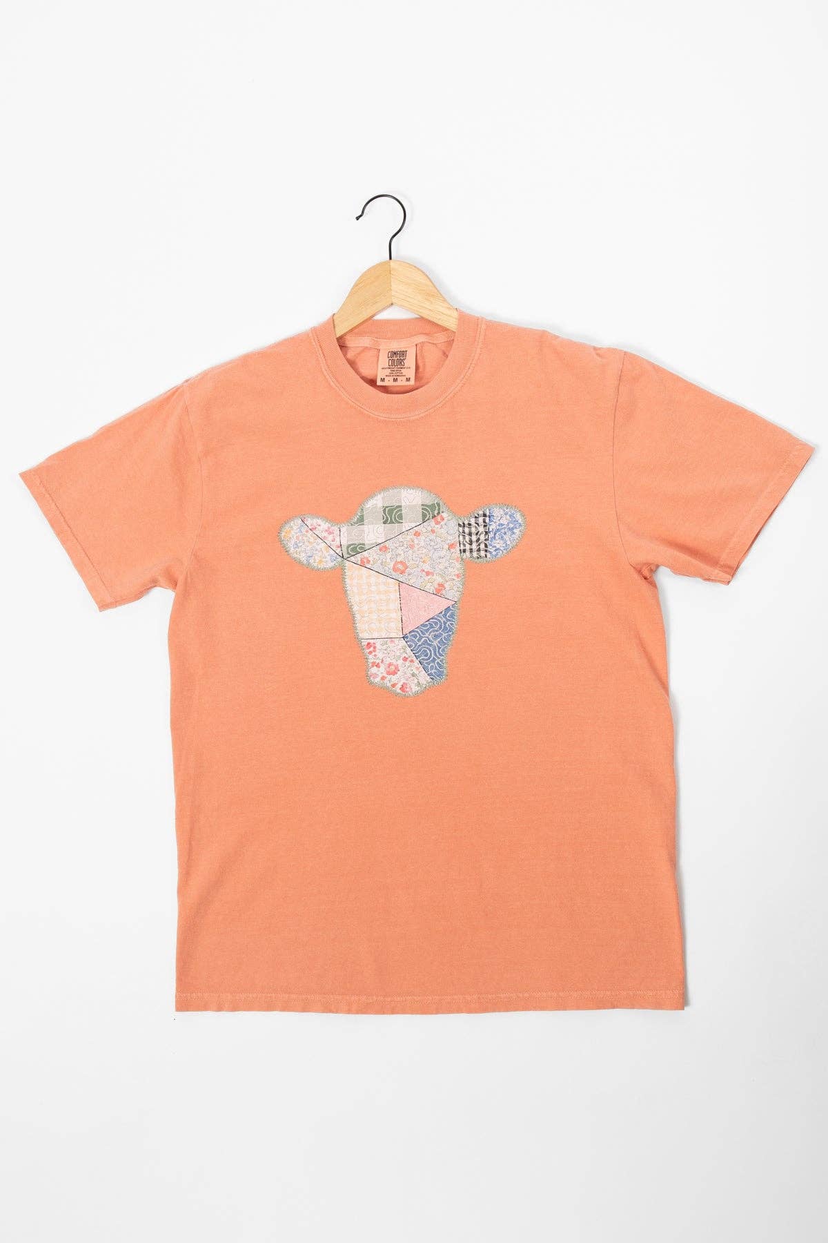 spring patchwork cow graphic tee