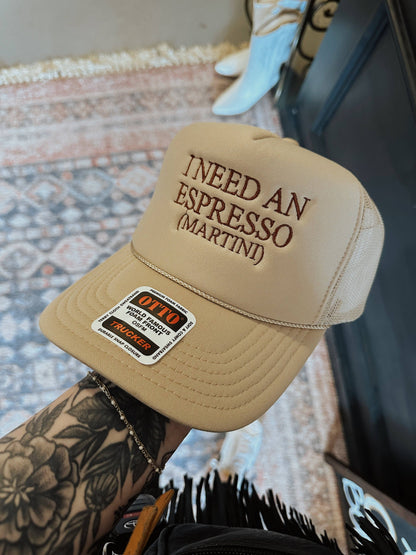 i need an espresso (martini) | embroidered trucker hat