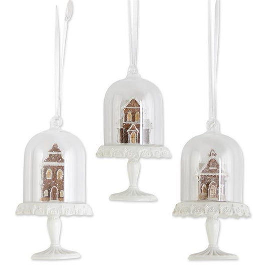4.5 inch glass cloche resin gingerbread