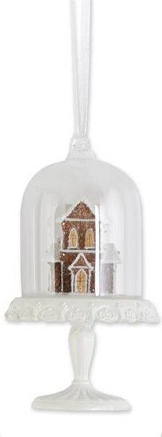 4.5 inch glass cloche resin gingerbread