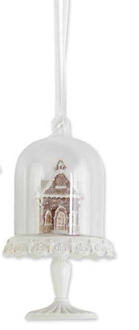 4.5 inch glass cloche resin gingerbread