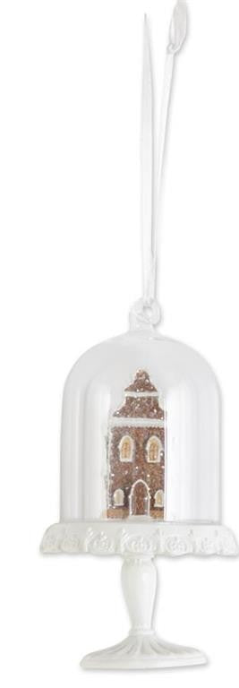 4.5 inch glass cloche resin gingerbread