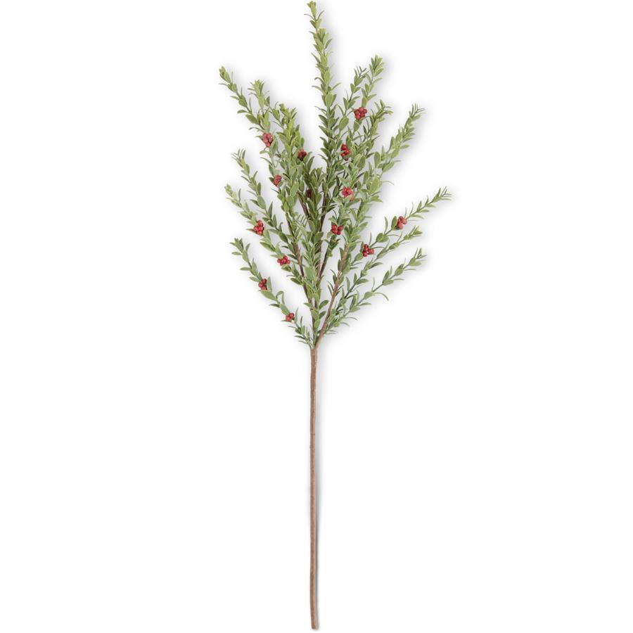 33 Inch real touch myrtle branch with red berries - Ivory Soul