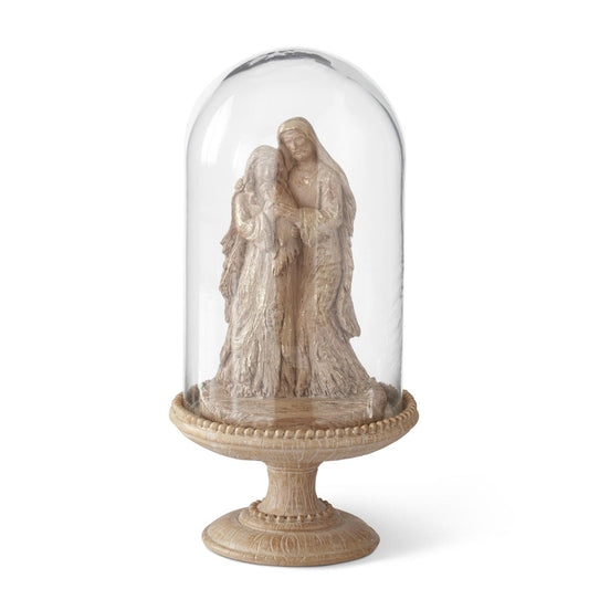 10.5 inch resin woodgrain + gold wash nativity cloche