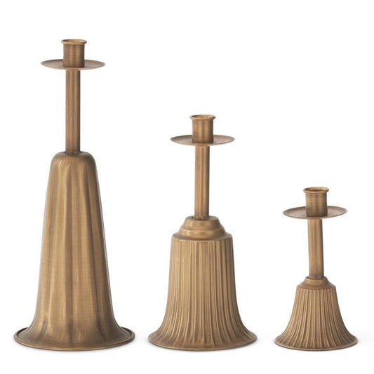 antiqued gold christmas bell taper candleholder