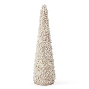 gold glittered + multi size pearl beads cone tree