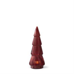 red ribbed led glass tree w/ timer