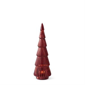 red ribbed led glass tree w/ timer