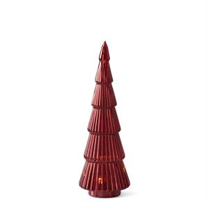 red ribbed led glass tree w/ timer