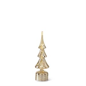 rotating gold ribbed led glass tree w/ timer