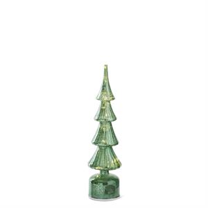 rotating green ribbed led glass tree w/ timer