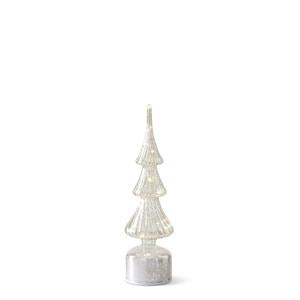 rotating silver ribbed led glass tree w/ timer