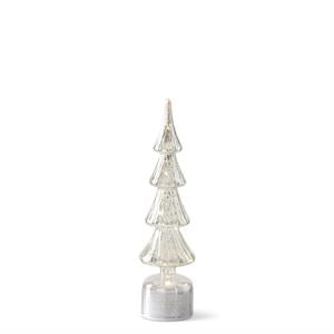 rotating silver ribbed led glass tree w/ timer