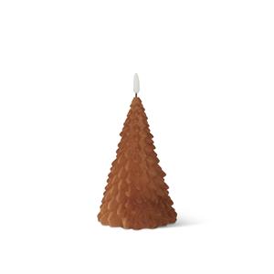 brown flocked led christmas tree candle w/ timers