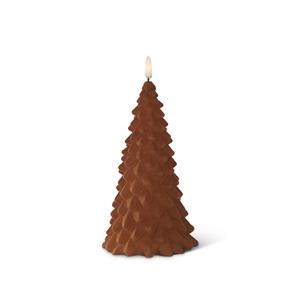 brown flocked led christmas tree candle w/ timers