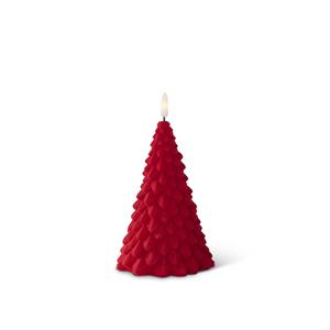 red flocked led christmas tree candle w/ timers