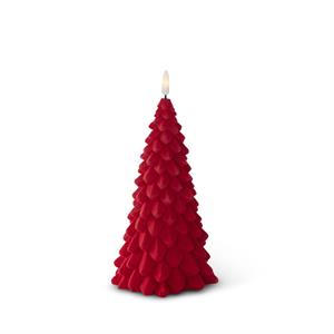 red flocked led christmas tree candle w/ timers
