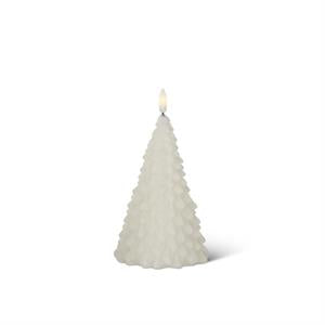 white flocked led christmas tree candle w/ timers