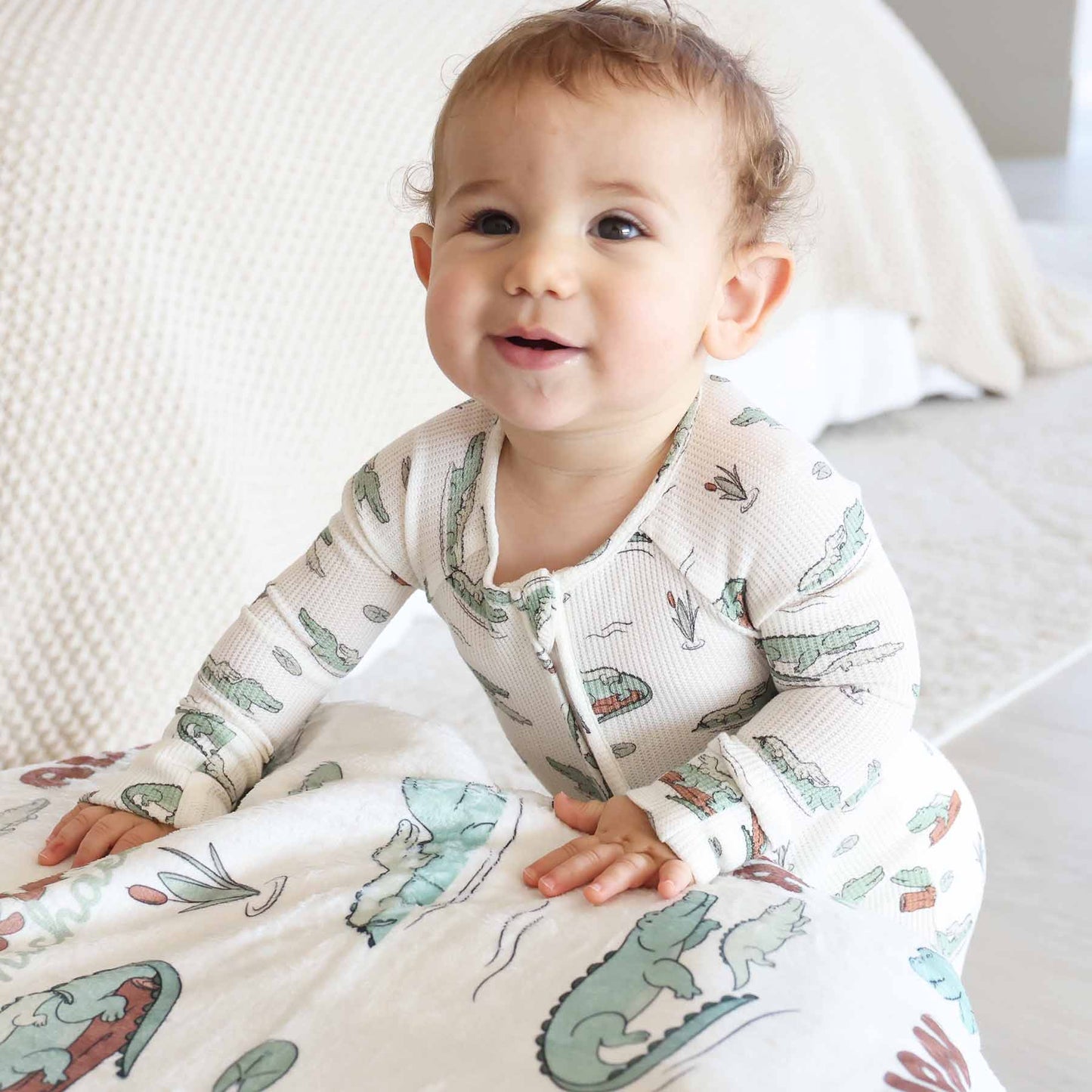 later gator bamboo waffle convertible zip romper