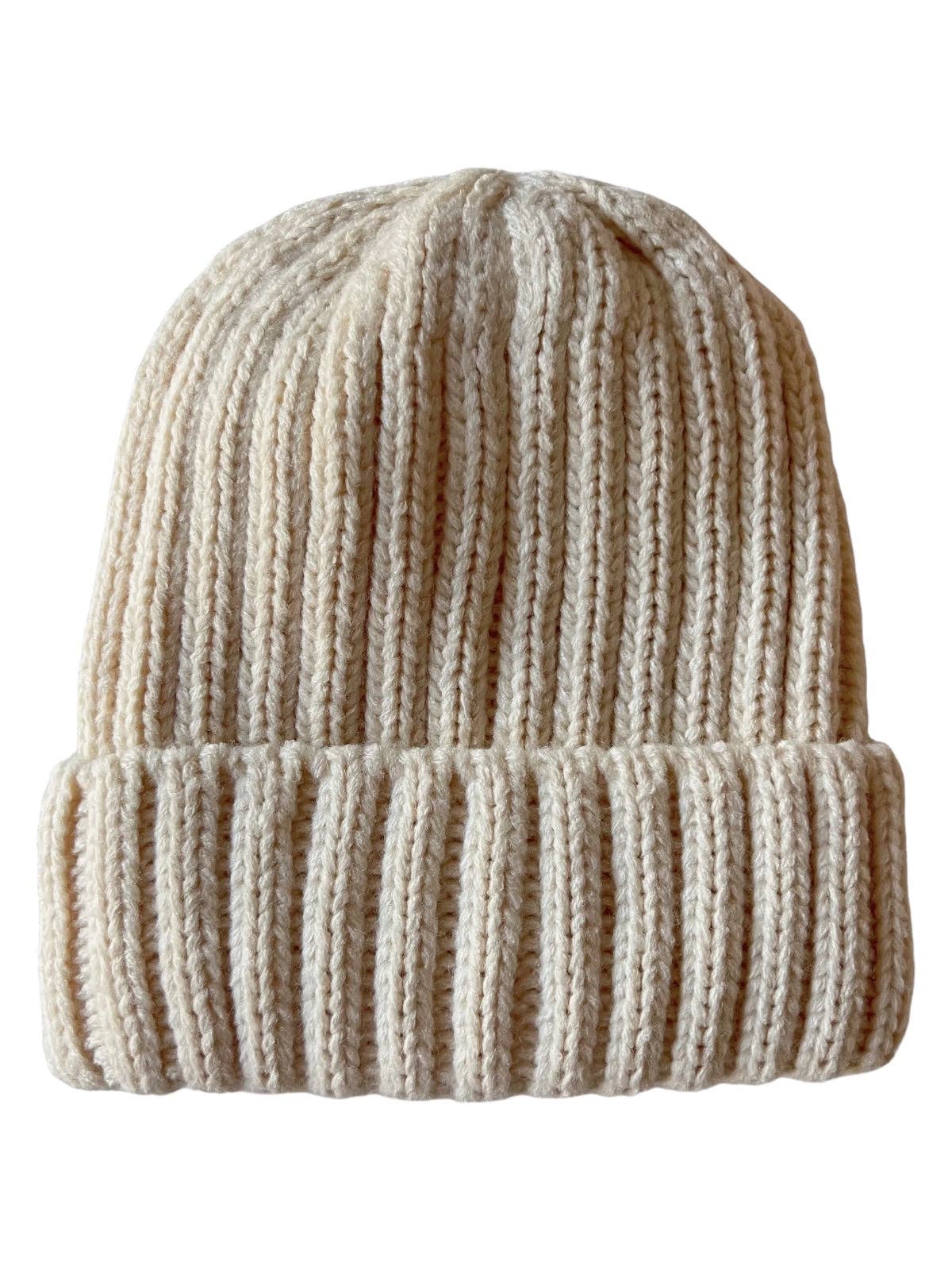 chunky knit hat, bone