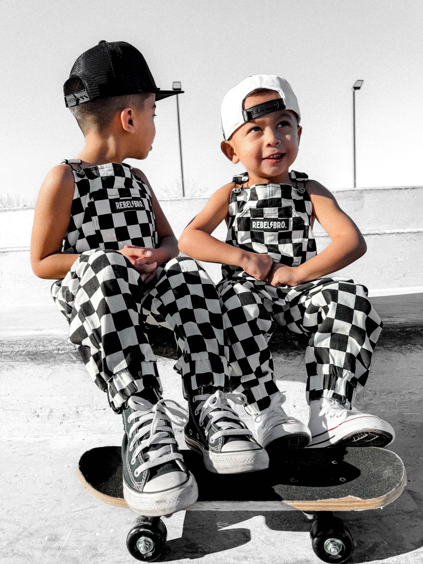 live fast checkered overalls in venice