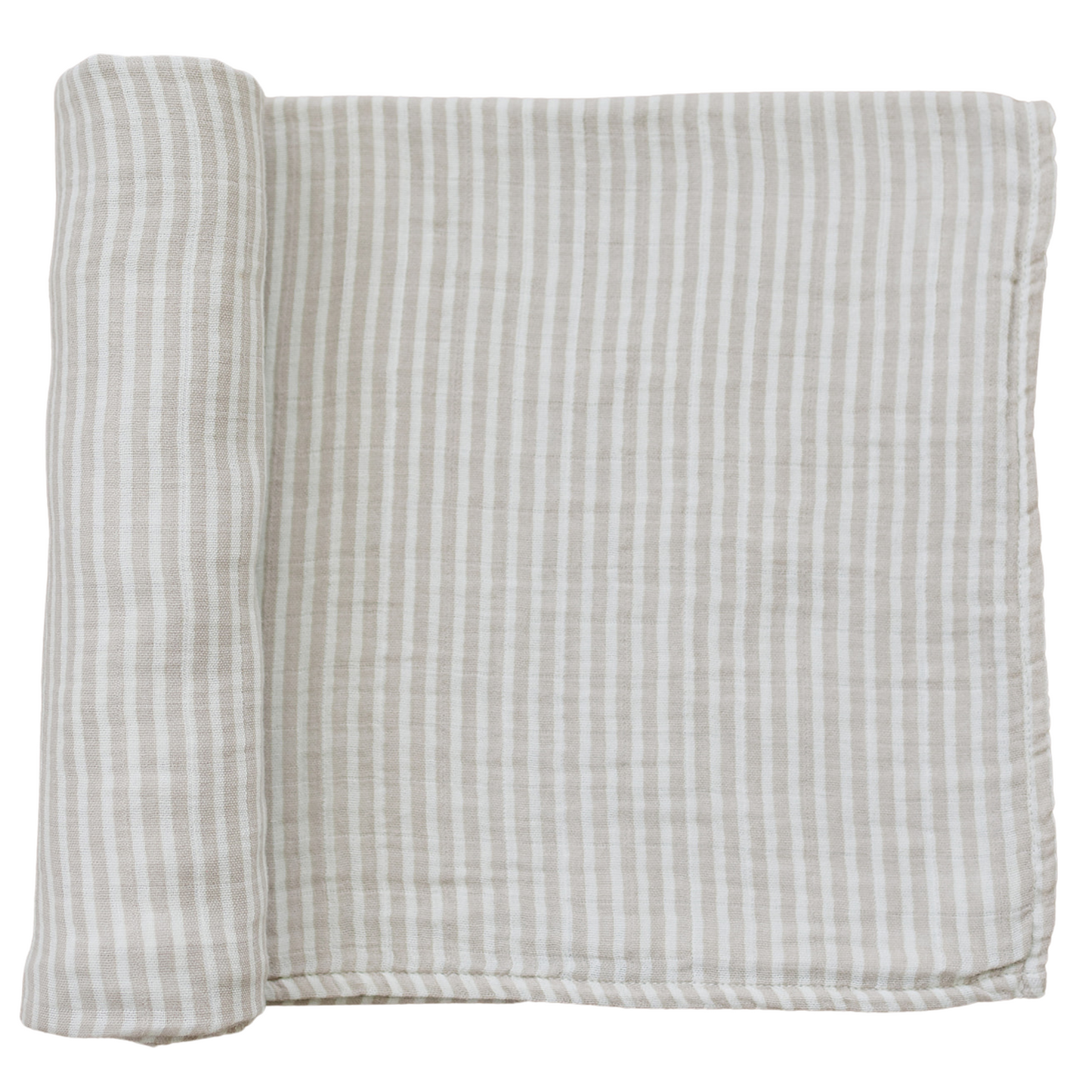 Taupe Stripe Muslin Swaddle Blanket - Ivory Soul