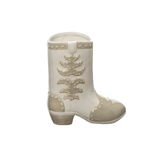 ceramic white boot vase