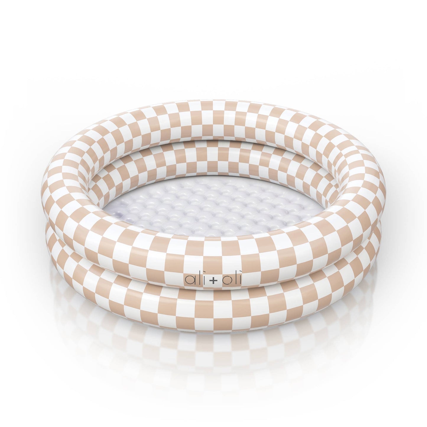 two-ring inflatable kiddie pool - tan checkers