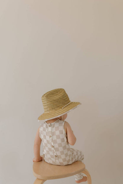 straw hat | checkerboard