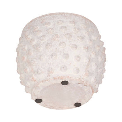 white terracotta round bubble rough finish planter