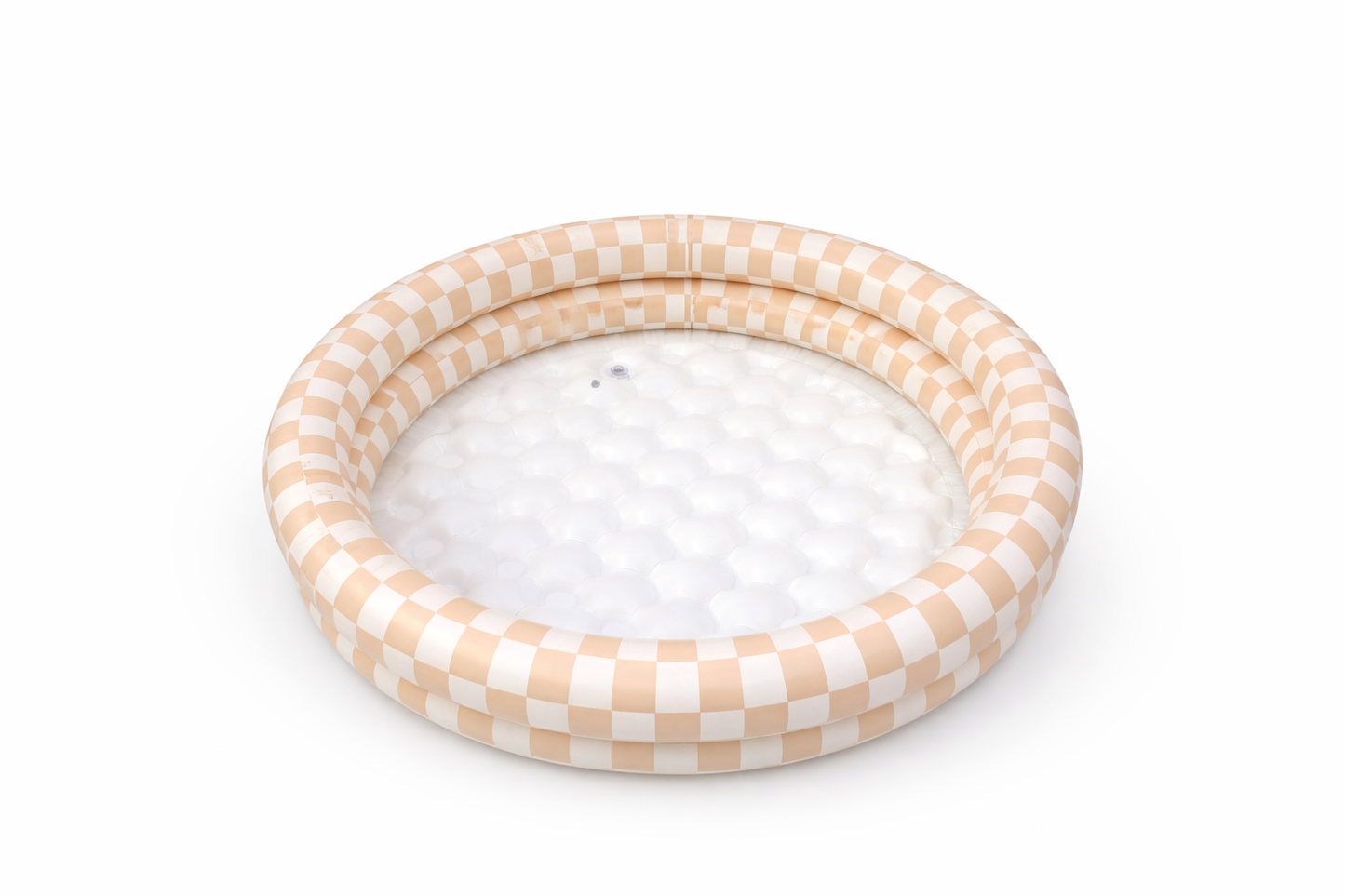 two-ring inflatable kiddie pool - tan checkers