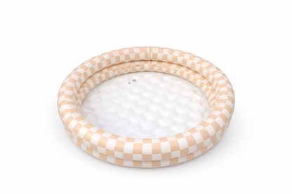 two-ring inflatable kiddie pool - tan checkers