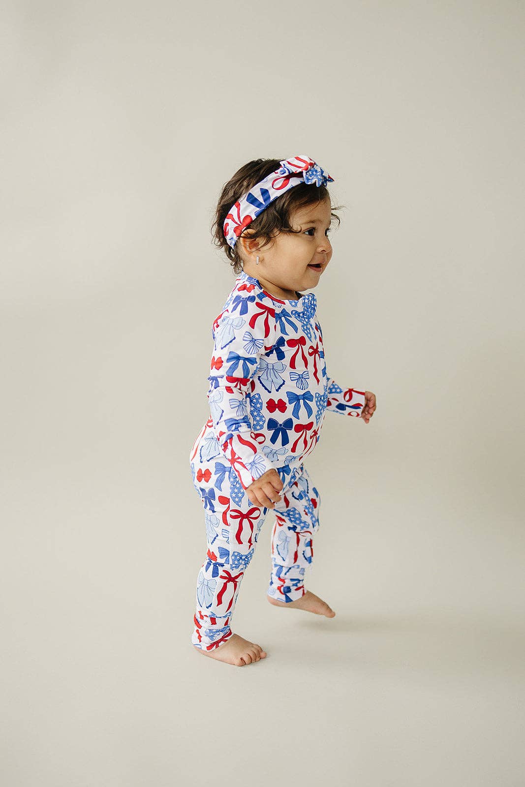 bamboo zip romper  | red-white + bows