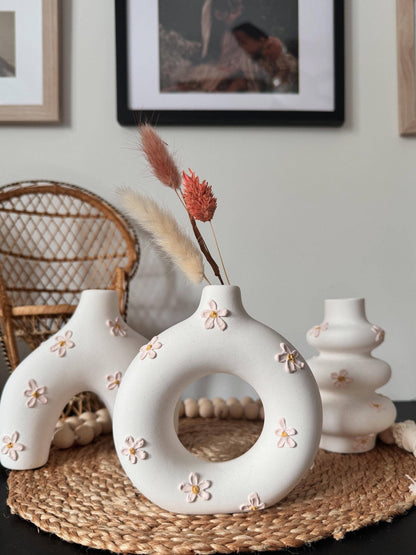 ceramic pink daisy vases